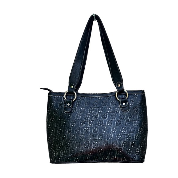 B Brentano Made In Italy Black and Silver Monogram Handbag - Picture 3 of 9